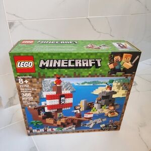 LEGO Minecraft Pirate Ship Adventure Set with Red and Brown Bricks
